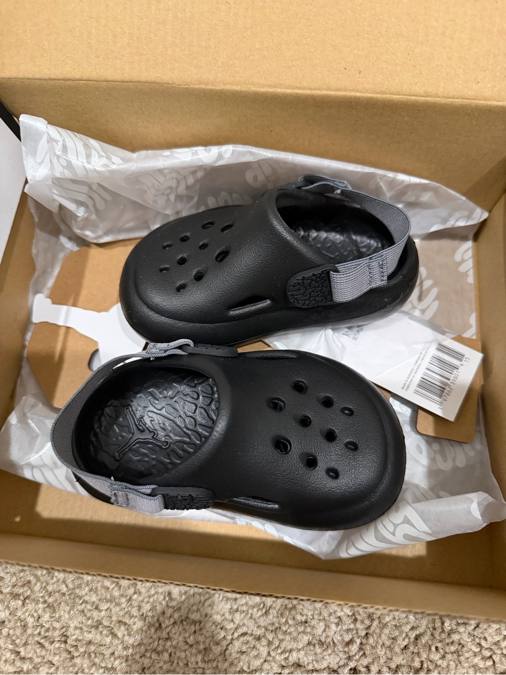 Jordan Hydrip (TD) Size 5c Kids Black Slip-On Water Clogs with Gray Heel Strap